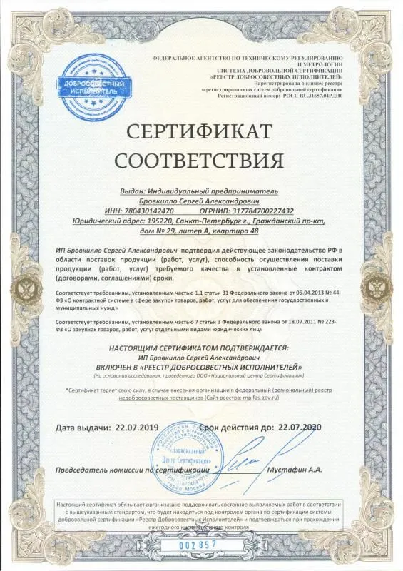 Реестр добросовестных исполнителей в Симферополя